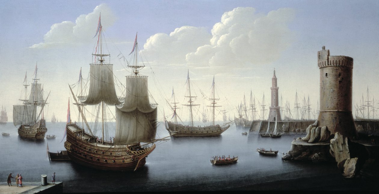 Eine mediterrane Hafenszene von Pierre Puget