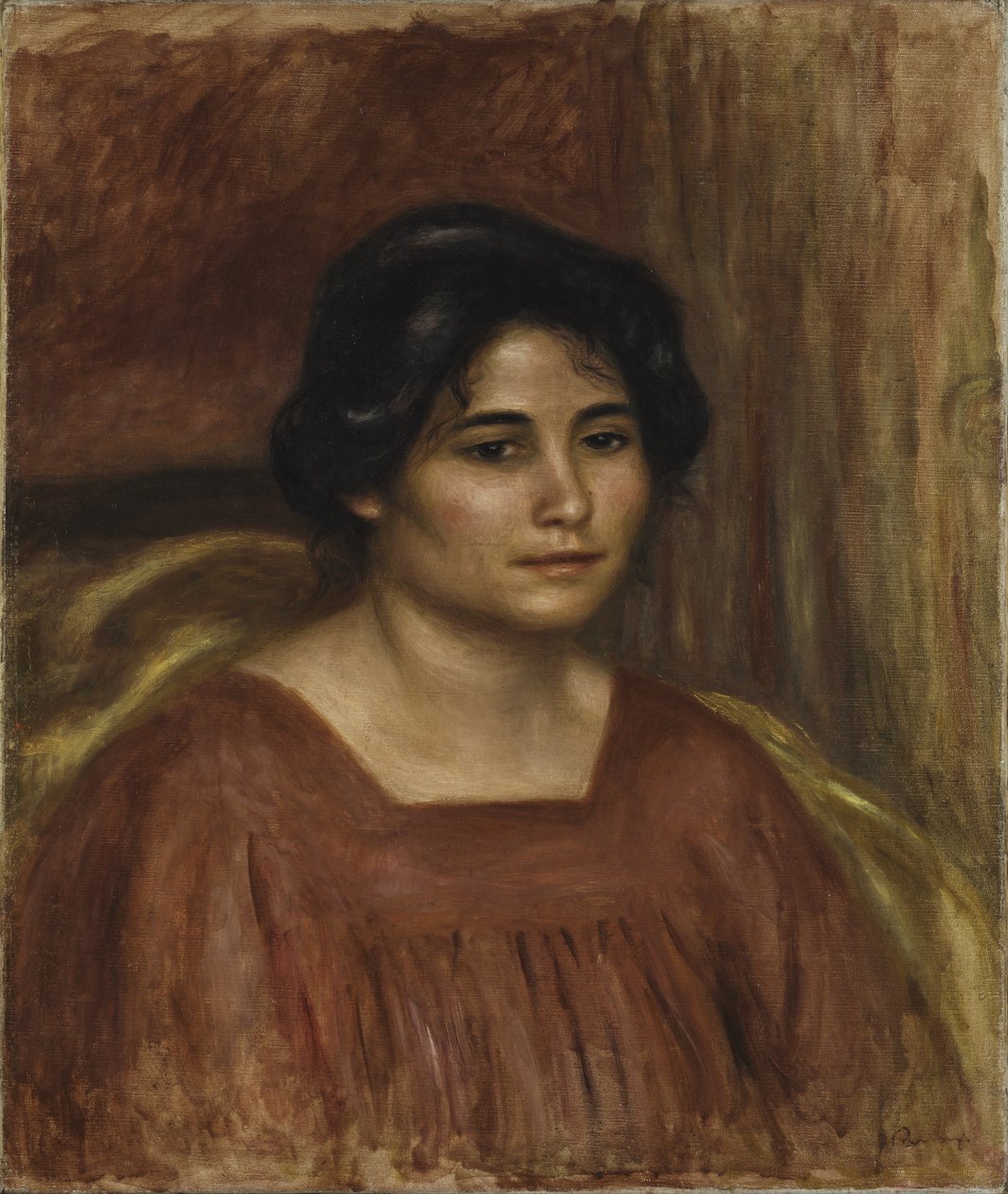 Gabrielle in einem roten Kleid, 1908 von Pierre Auguste Renoir