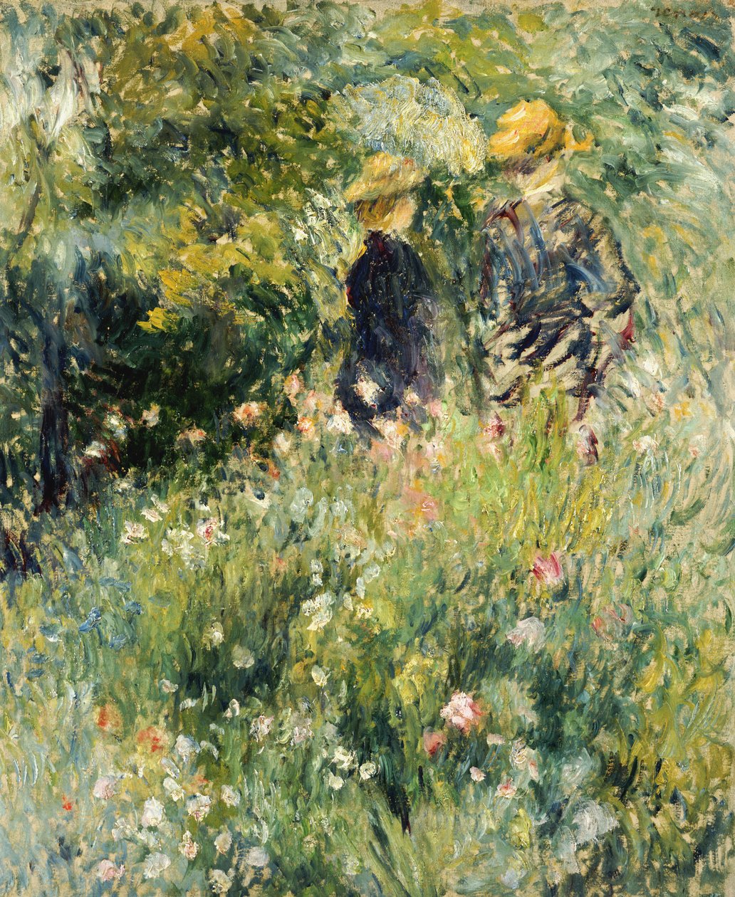 Gespräch in einem Rosengarten, 1876 von Pierre Auguste Renoir