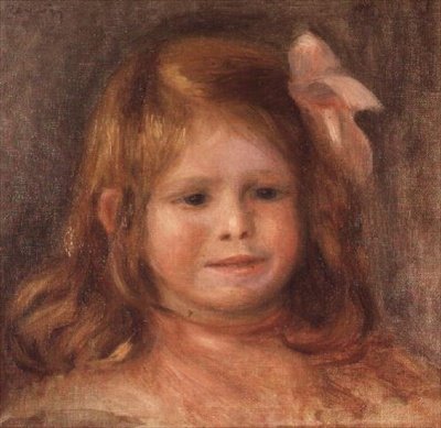 Mädchen mit einem rosa Band von Pierre Auguste Renoir