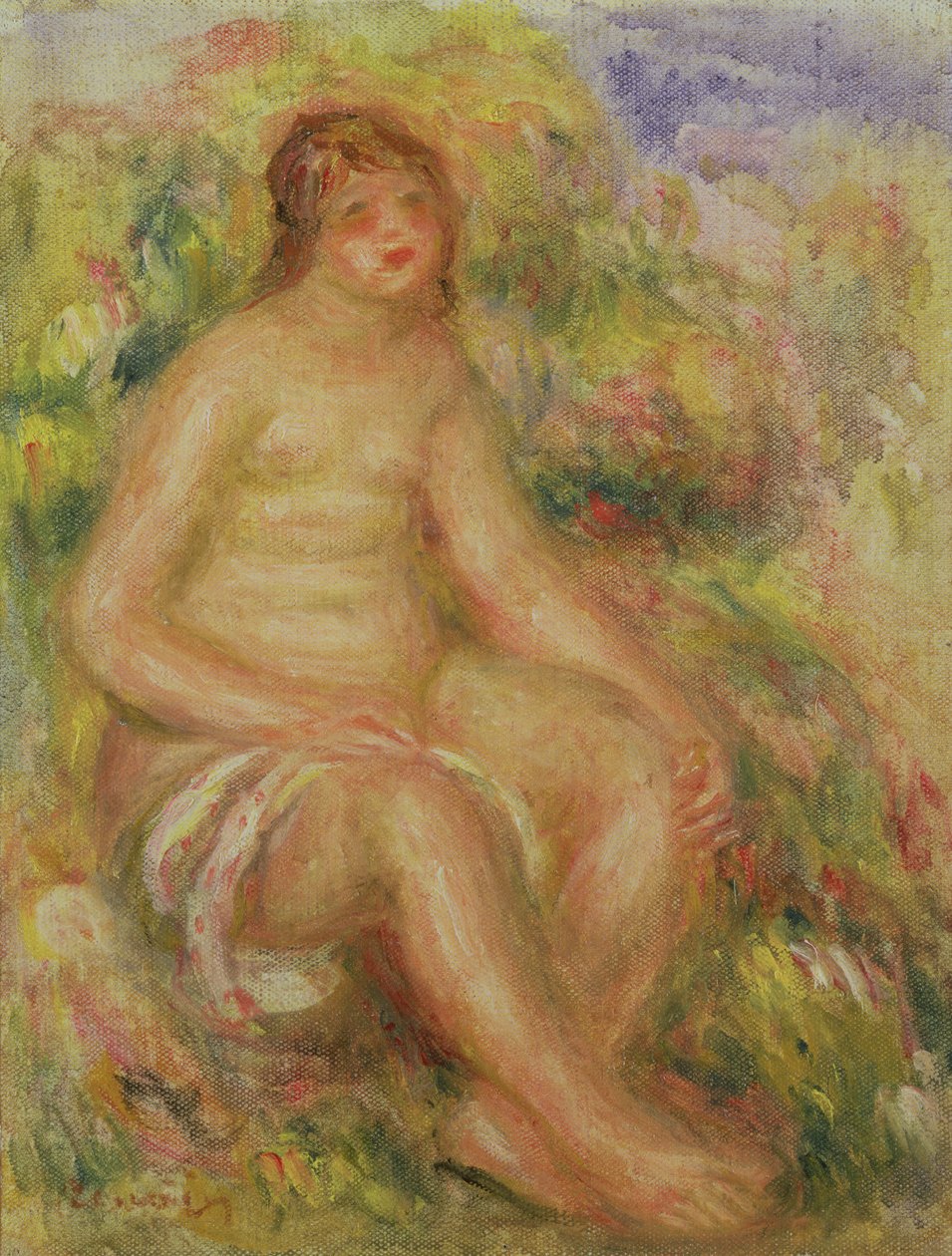 Sitzender Akt in Landschaft von Pierre Auguste Renoir