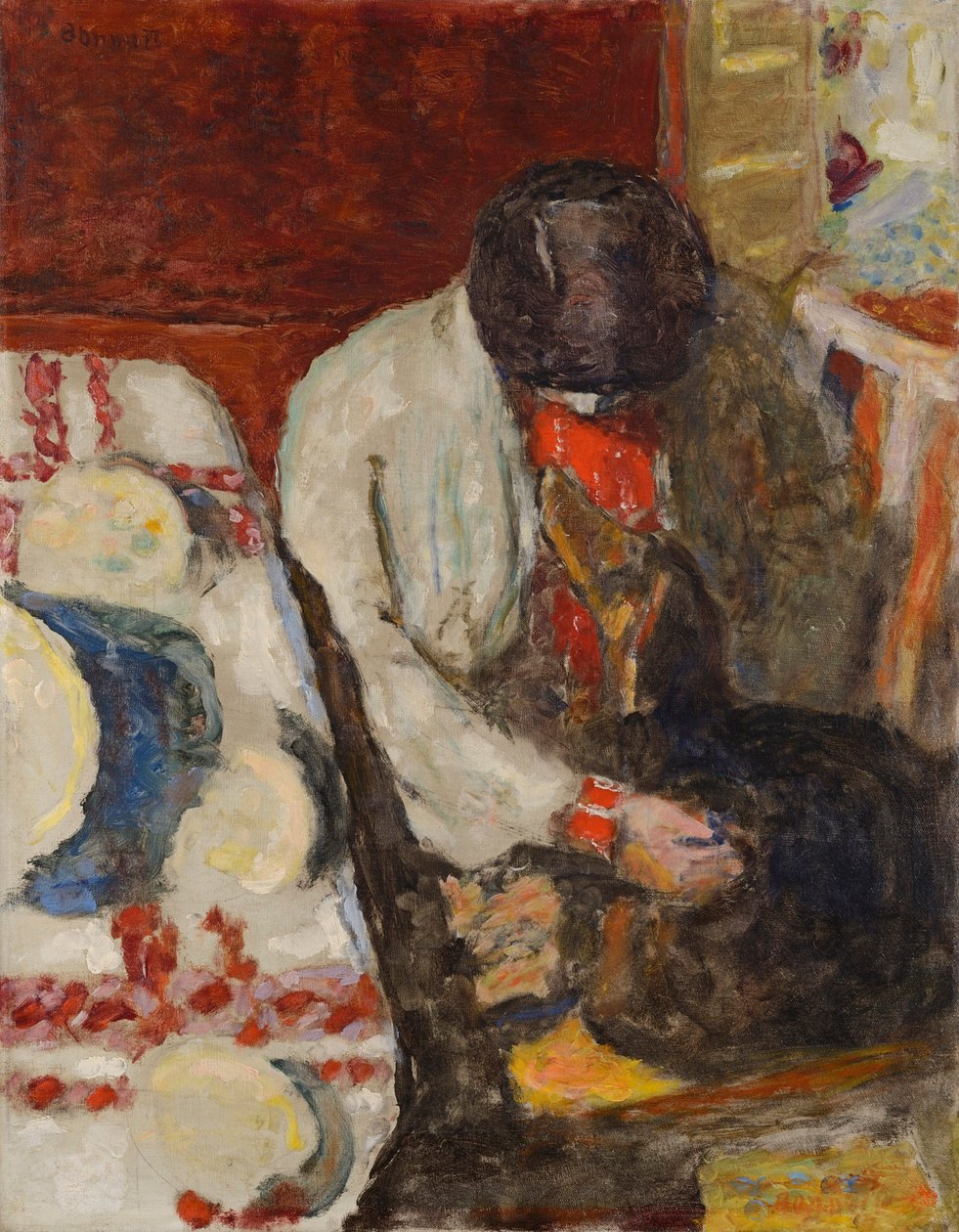 Marthe am weißen Tischtuch, 1926 von Pierre Bonnard