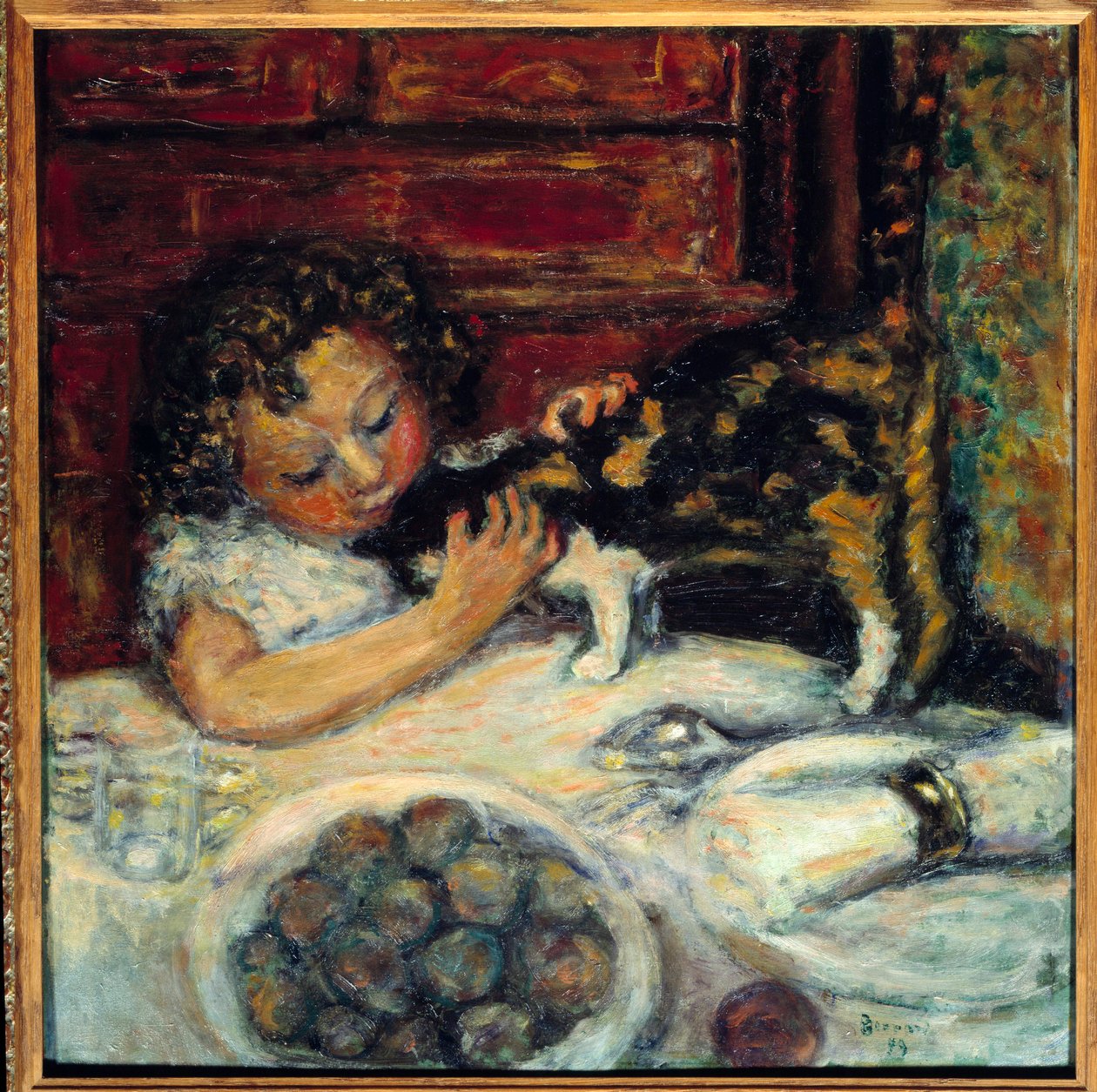 Das kleine Mädchen mit der Katze von Pierre Bonnard