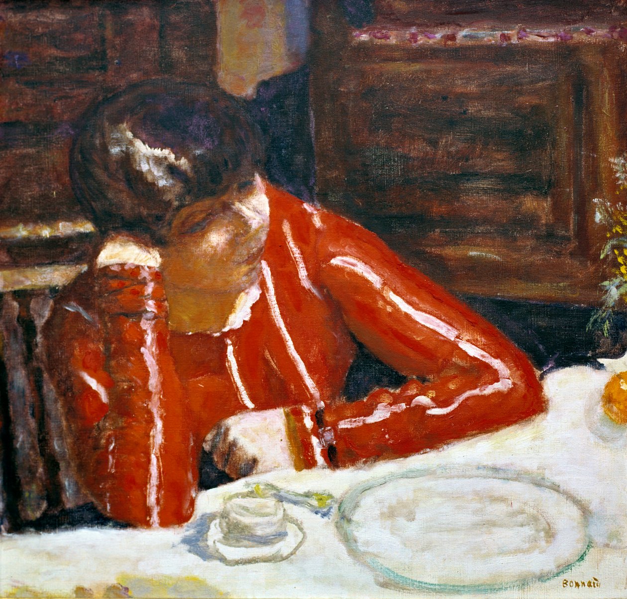 Frau im roten Oberteil, um 1920 von Pierre Bonnard