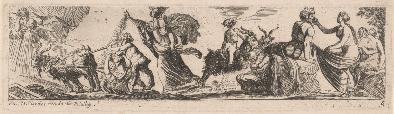 Satyr, der ein Ziegenpaar antreibt von Pierre Brebiette