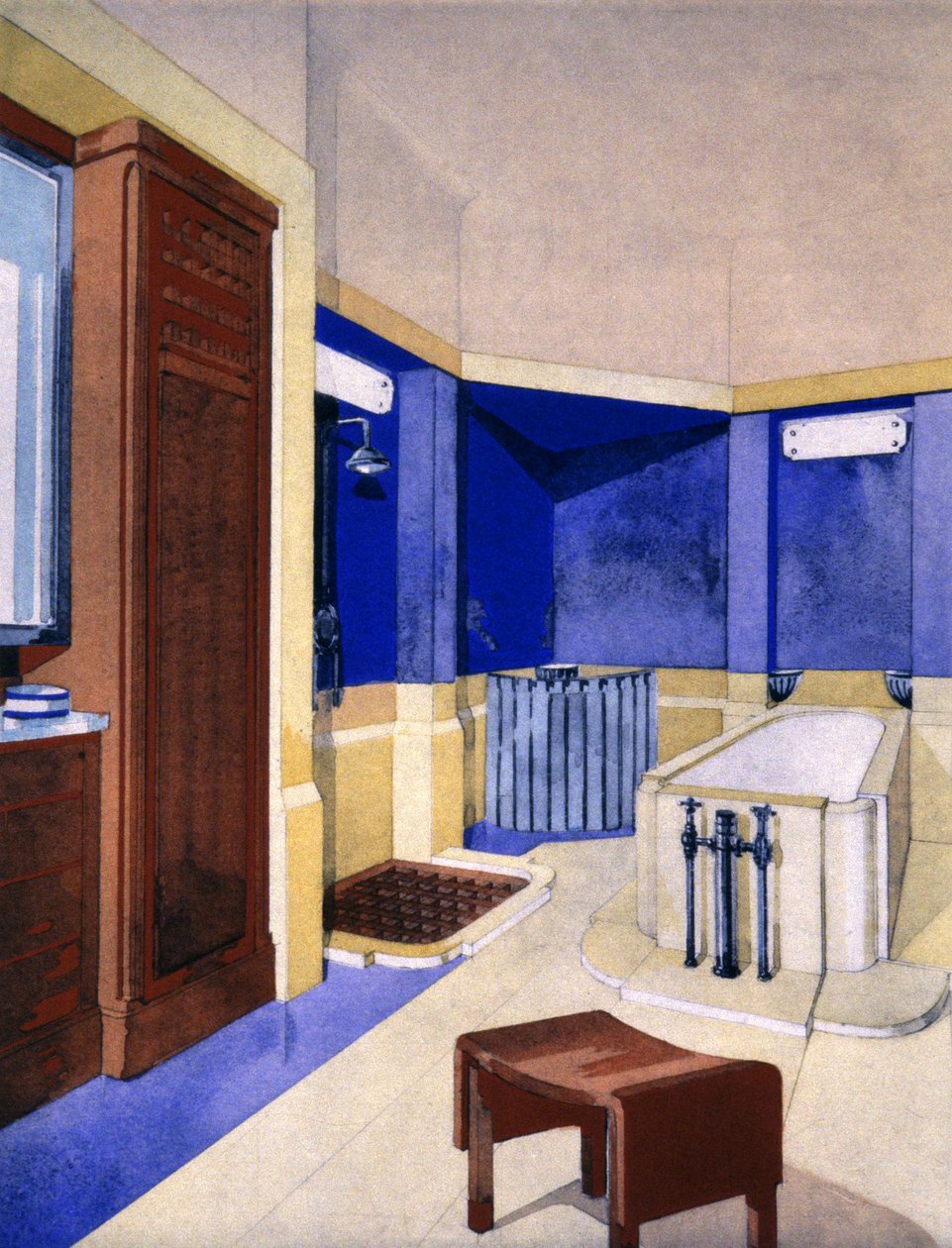 Badezimmerprojekt, ca. 1925 von Pierre Chareau