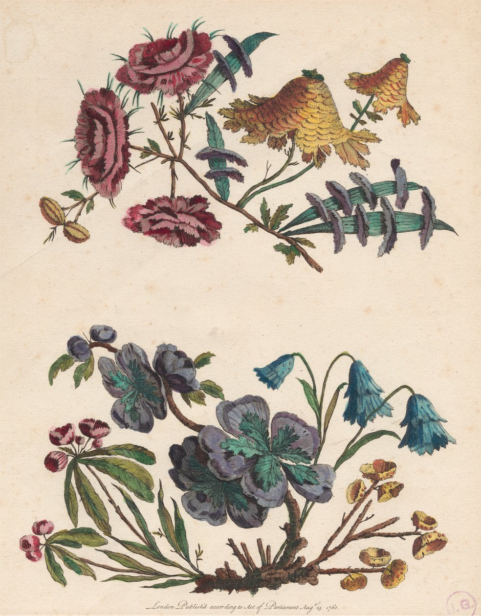 Zwei Zweige imaginärer Blumen von Pierre Charles Canot