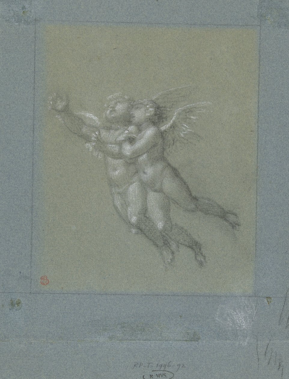Zwei fliegende Putti von Pierre Prud