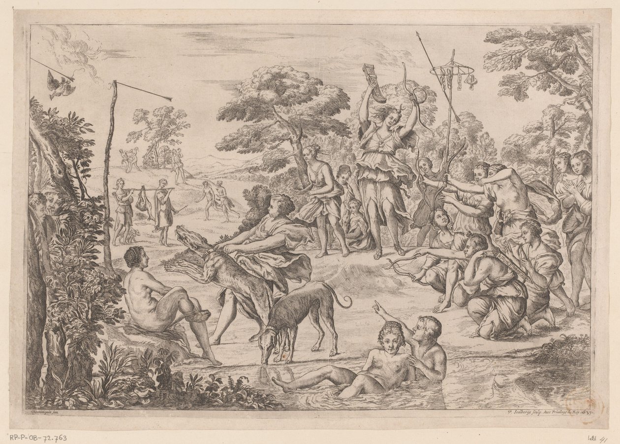 Nymphen der Diana beim Bogenschießen von Pierre Scalberge