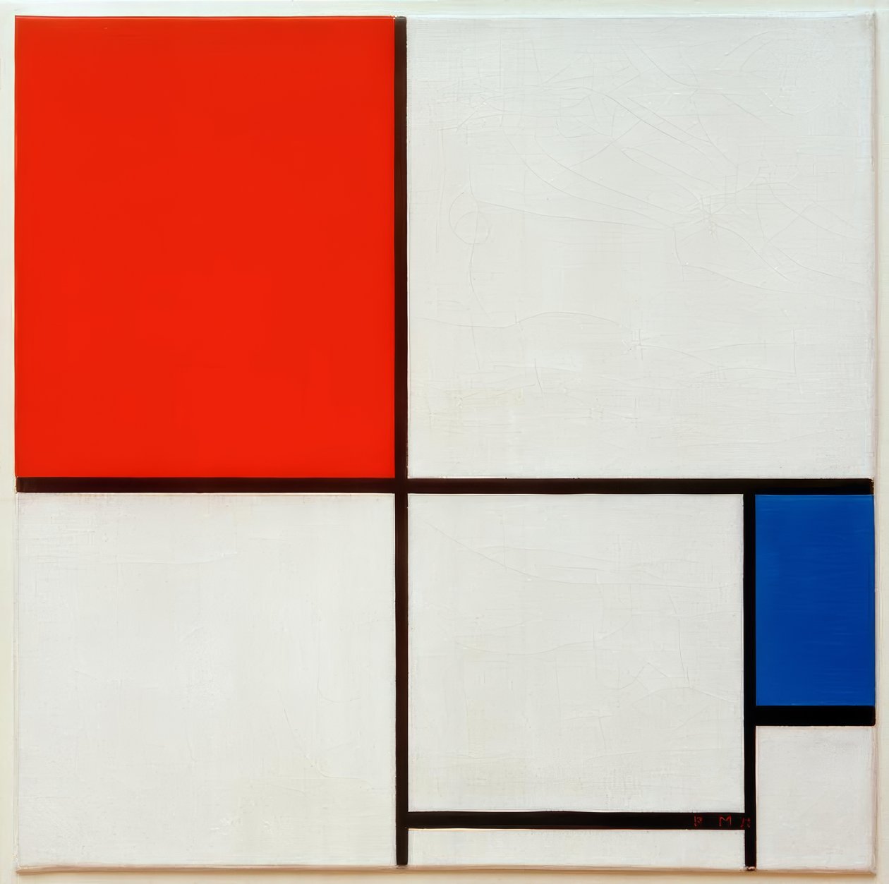 Komposition A, mit Rot und Blau von Piet Mondrian