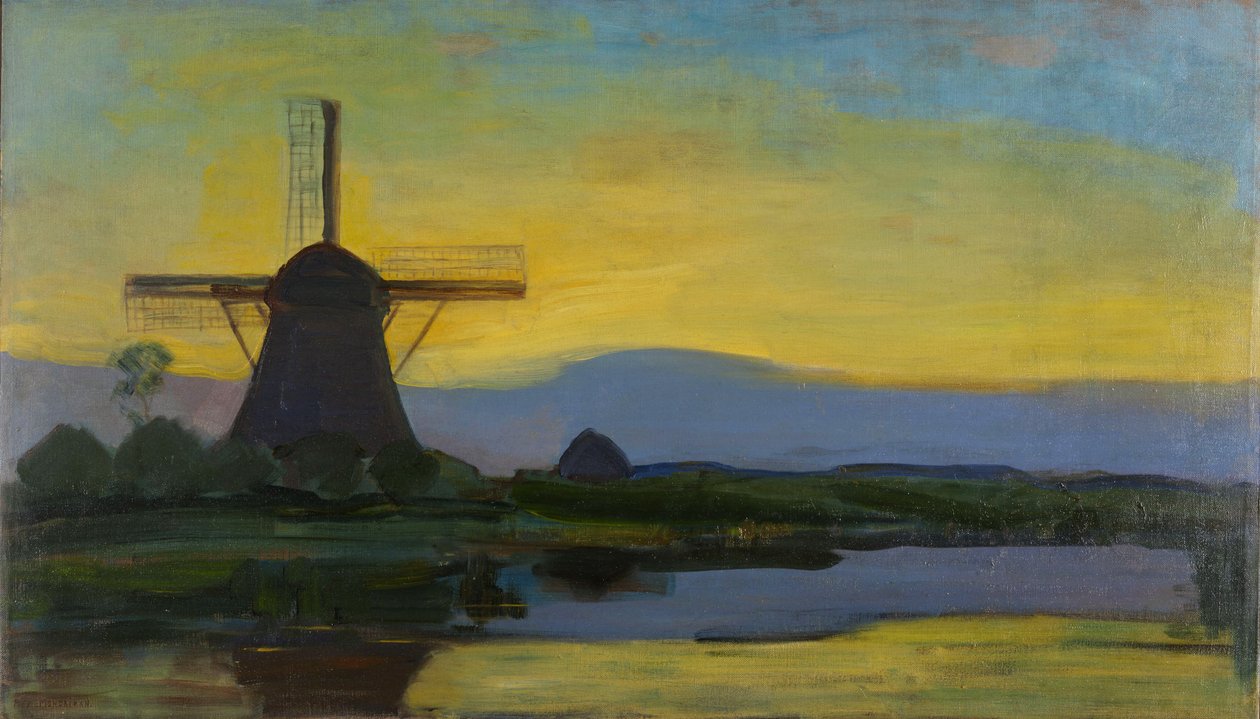 Die Oostzijdse Mühle bei Nacht von Piet Mondrian