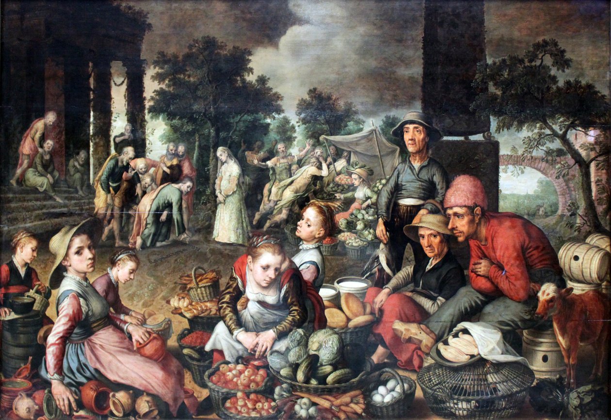 Marktszene mit Christus und der Ehebrecherin von Pieter Aertsen