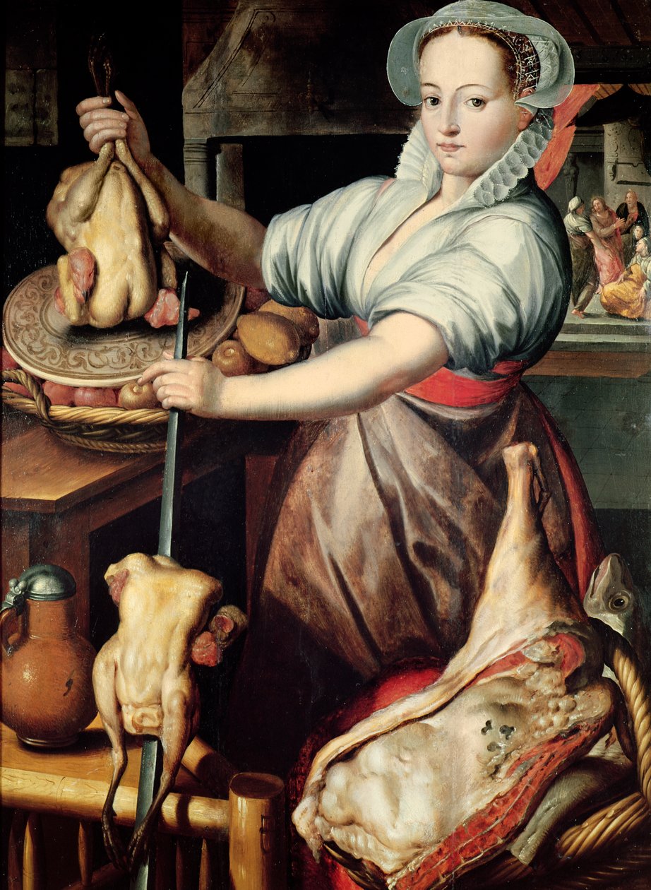 Martha bereitet das Abendessen für Jesus vor von Pieter Aertsen