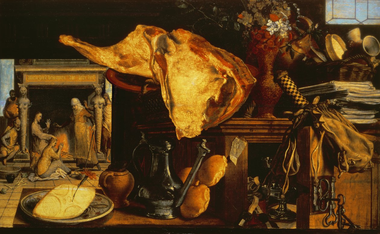 Vanitas-Stillleben (Christus mit Maria und Martha), 1552 (Tafel) von Pieter Aertsen