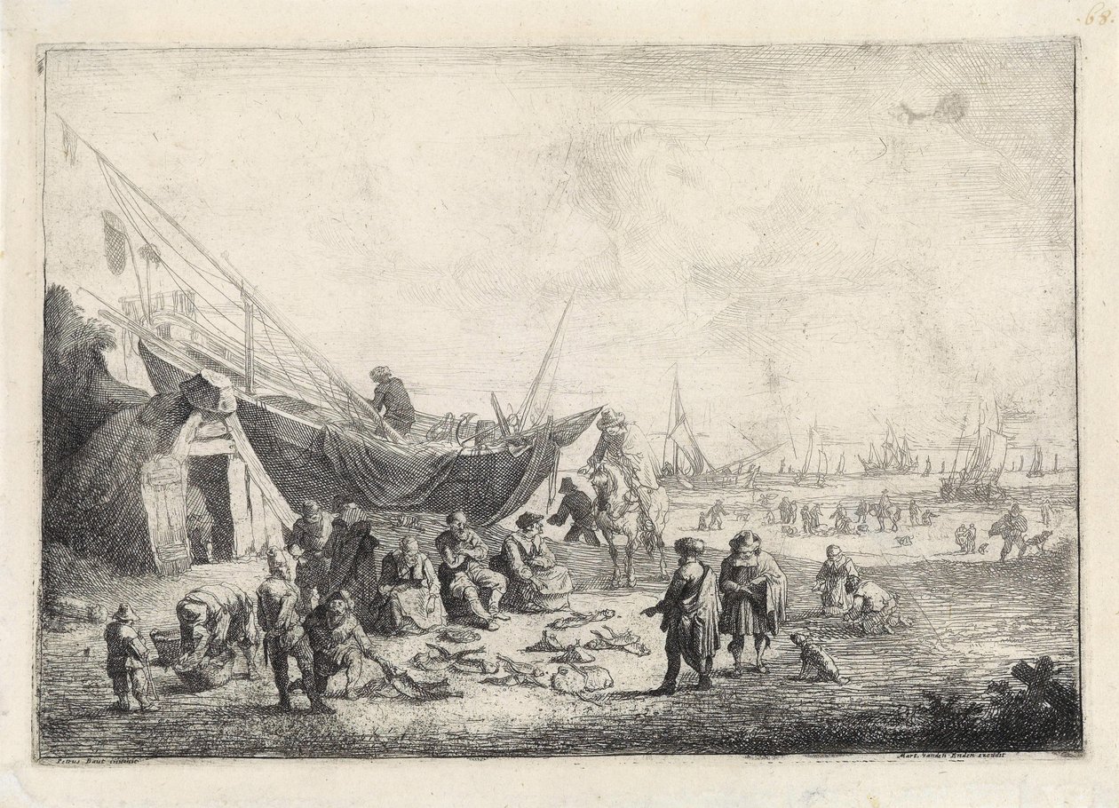 Der Fischmarkt am Strand von Scheveningen von Pieter Bouts