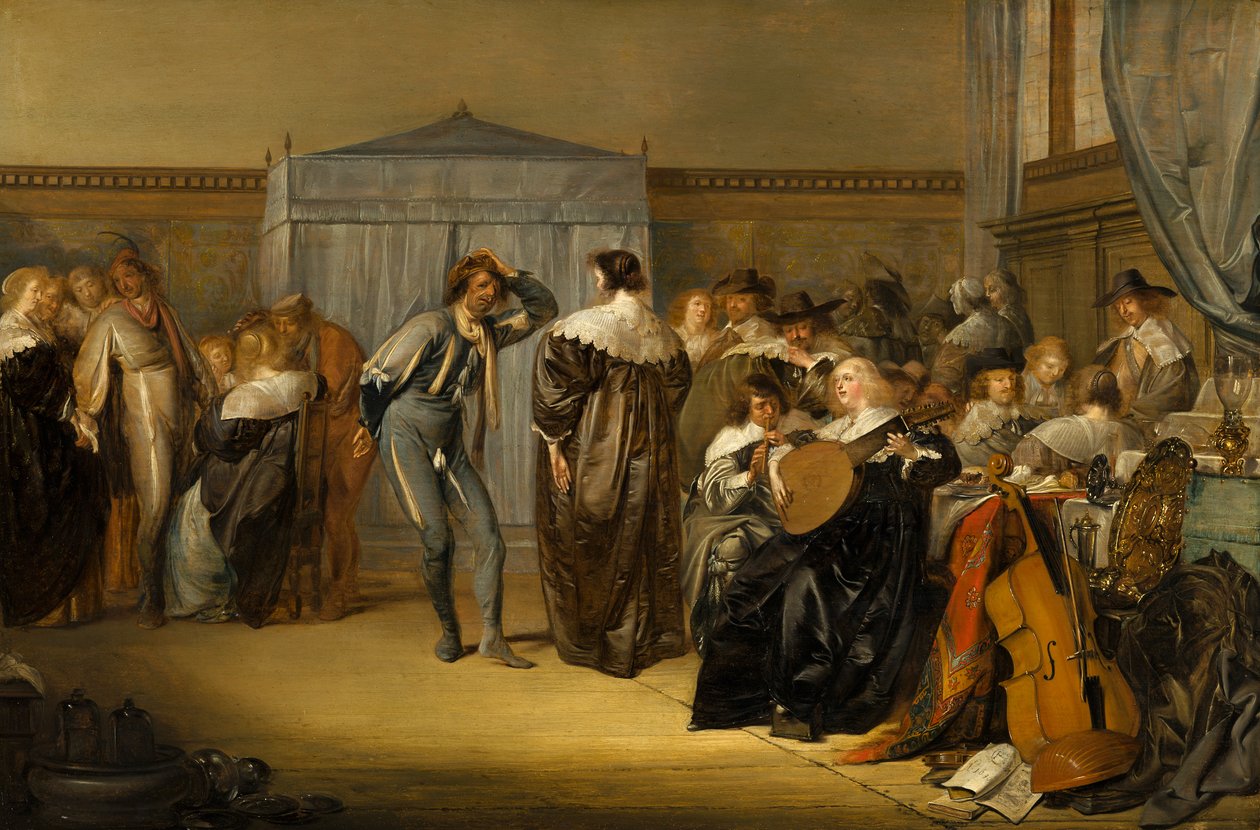 Fröhliche Gesellschaft mit maskierten Tänzern, 1636 von Pieter Codde