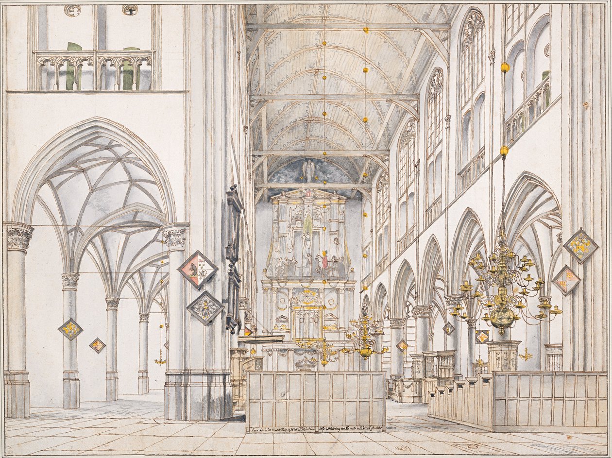 Innenraum der Kirche St. Laurentius (Groote Kerk oder Große Kirche) in Alkmaar, 1661 von Pieter Janszoon Saenredam