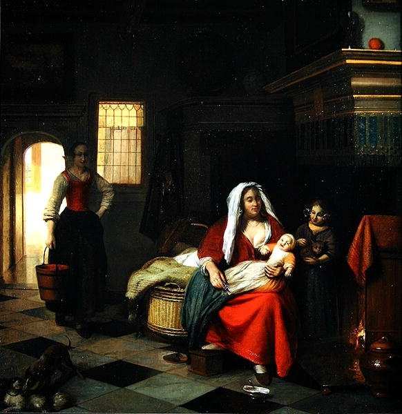 Ein Innenraum mit einer Mutter und ihren Kindern von Pieter de Hooch