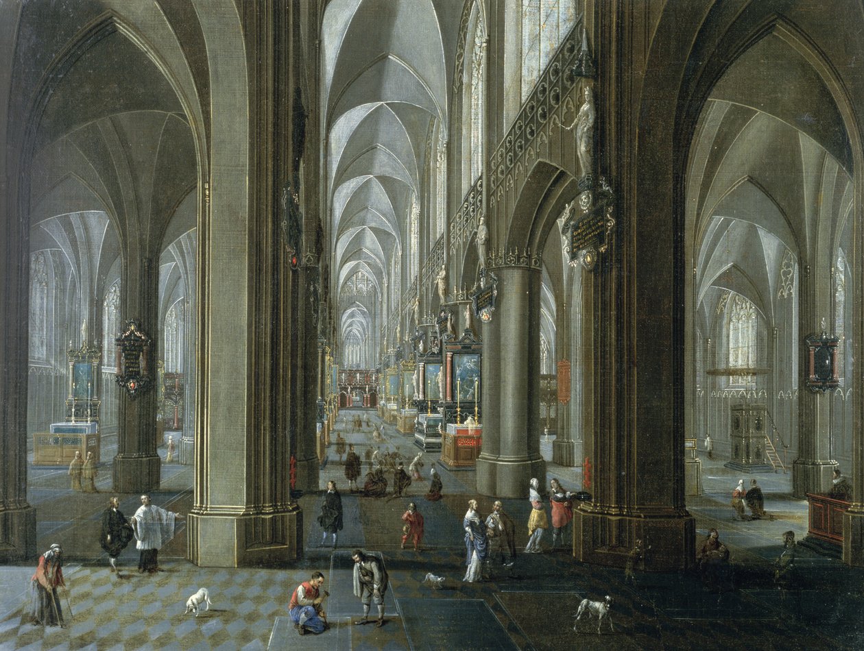Innenansicht der Kathedrale Unserer Lieben Frau von Antwerpen von Pieter the Elder Neeffs