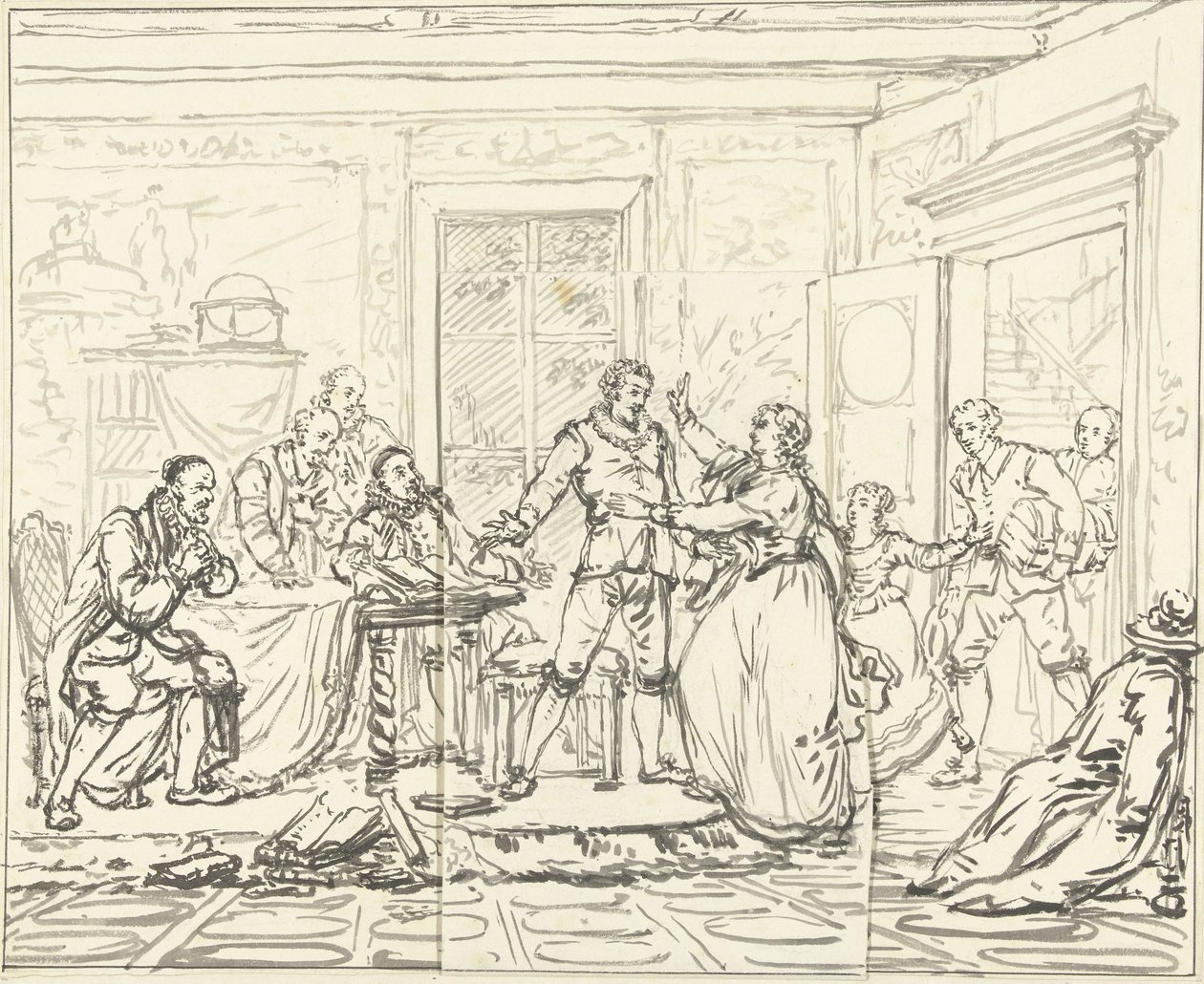 Theaterszene aus Jacob Simonsz de Rijk von Pieter Bartholomeusz. Barbiers