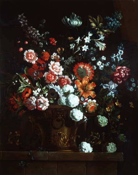 Blumen in einer bronzenen Urne von Pieter Casteels