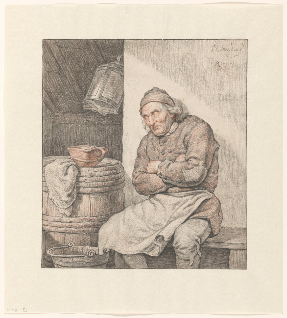 Sitzender, schlafender Mann von Pieter Christoffel Wonder