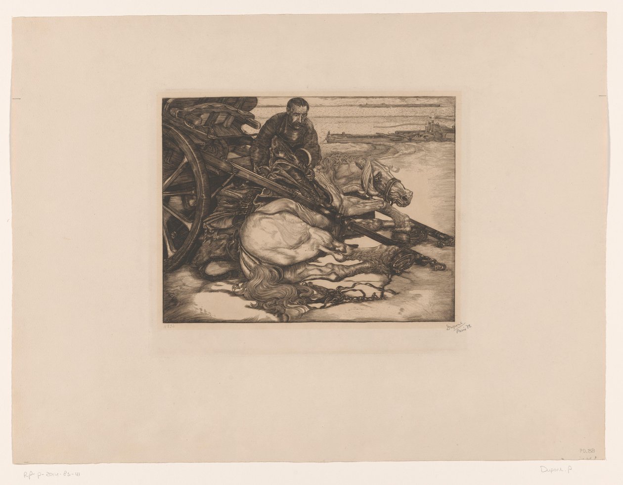 Verletztes Zugpferd von Pieter Dupont (signed by artist)