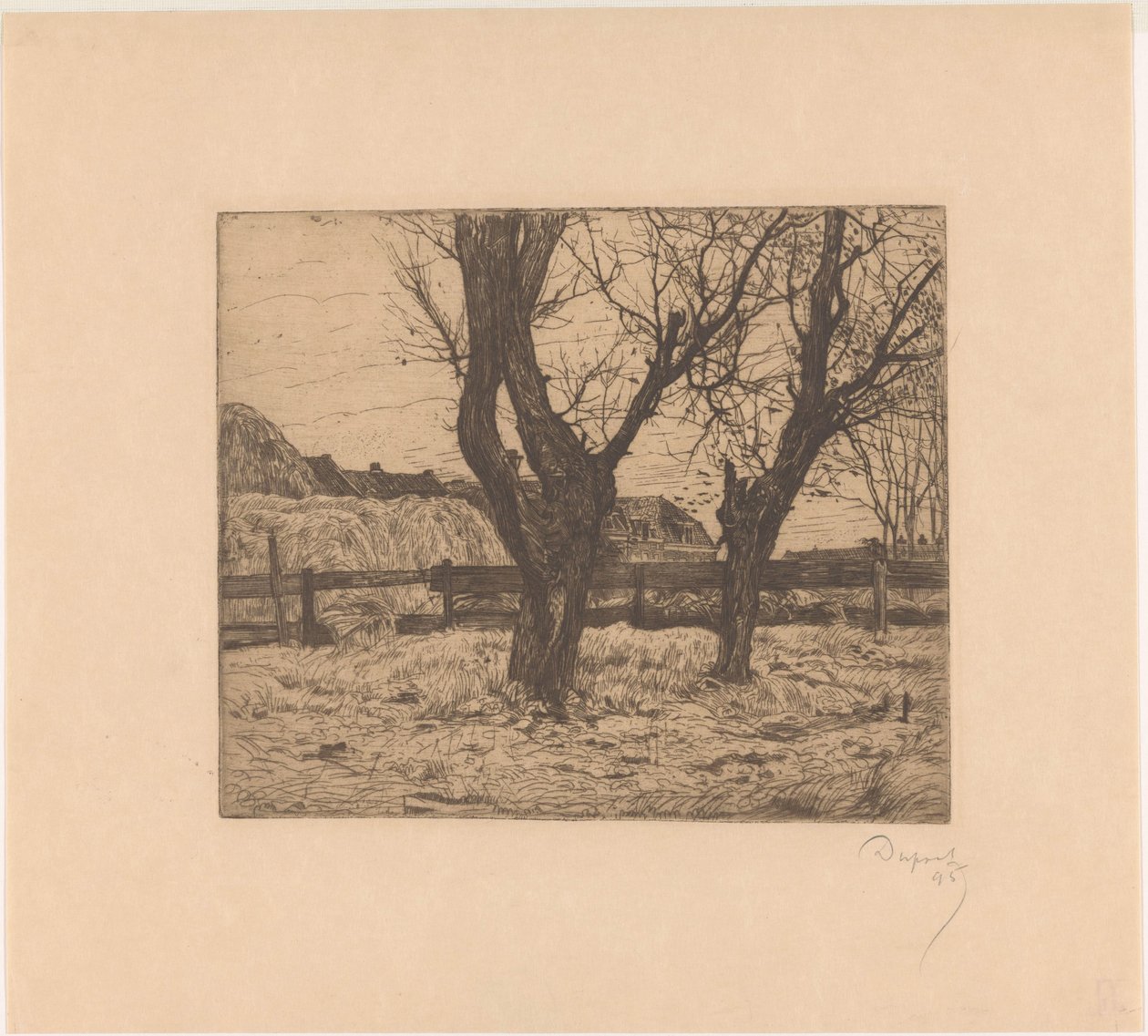 Kopfweiden auf einer Wiese von Pieter Dupont (signed by artist)