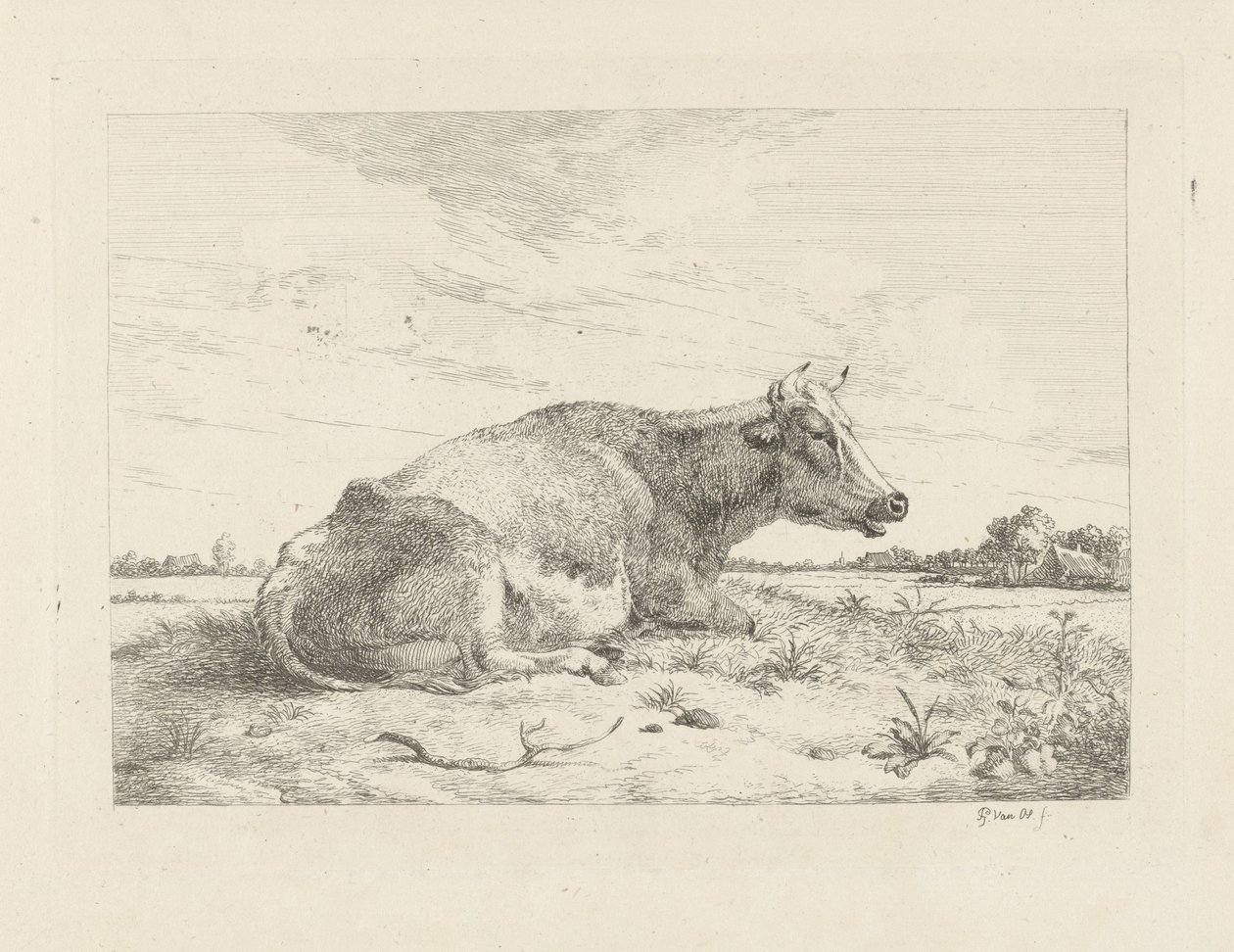 Liegende Kuh mit Distel von Pieter Gerardus van Os