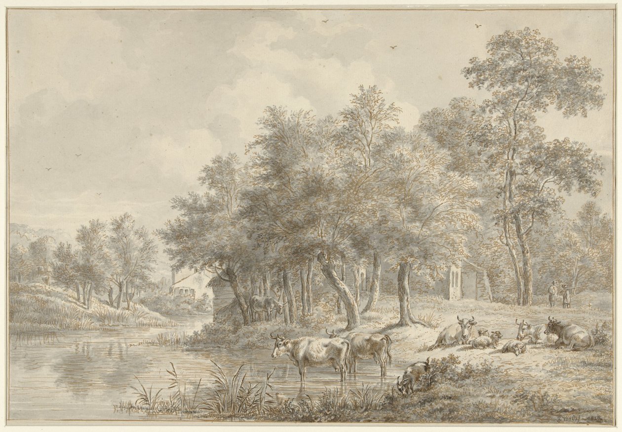 Flusslandschaft mit Vieh von Pieter Gerardus van Os