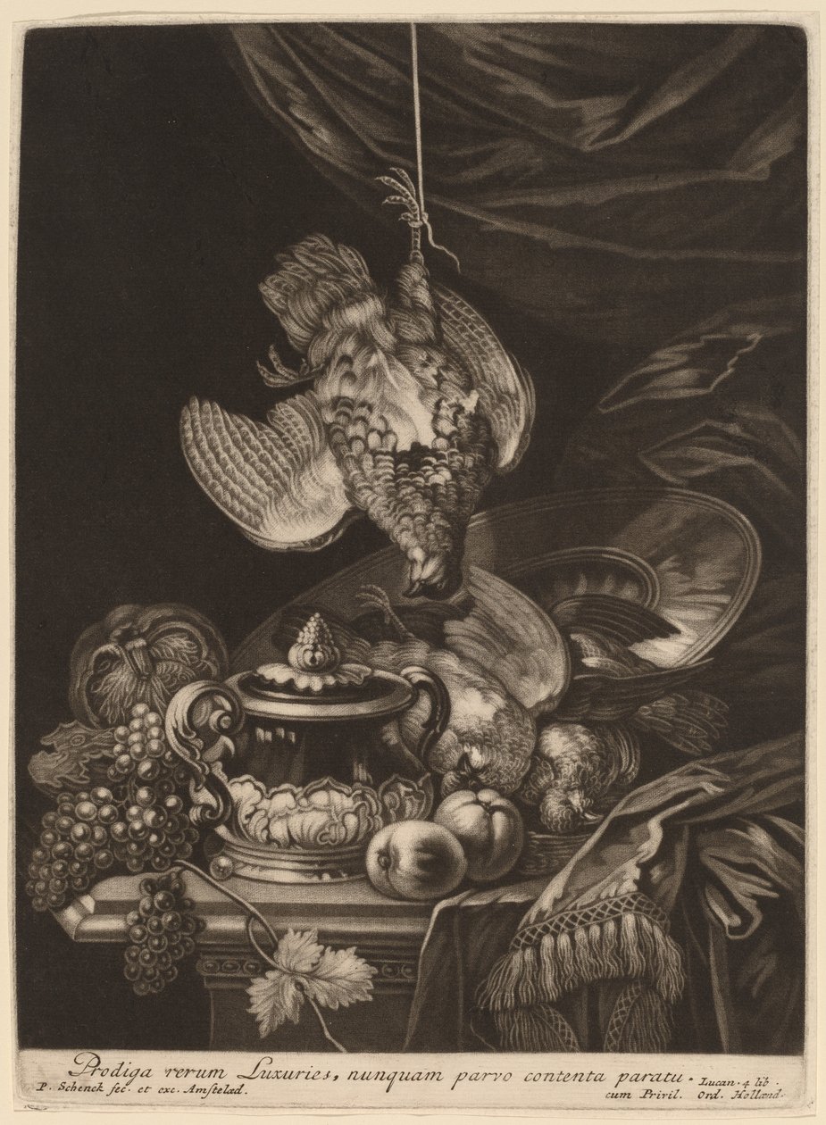 Stillleben mit einer aufgehängten Rebhuhn von Pieter Schenck I