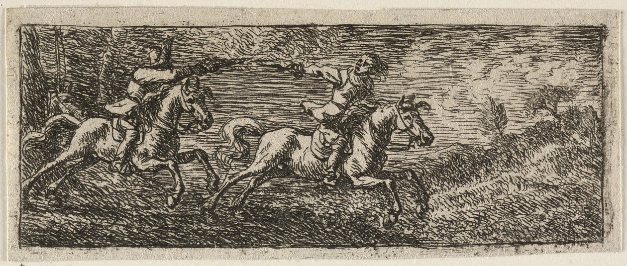 Zwei kämpfende Reiter von Pieter van Laer