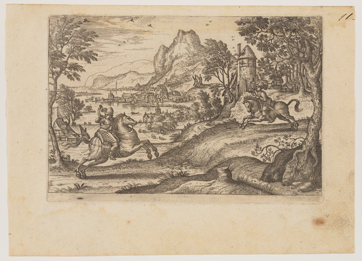 Zwei Reiter und Hirte von Pieter van der Borcht