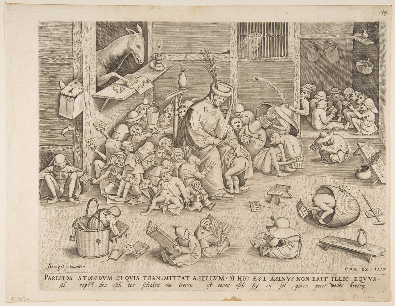 Der Esel in der Schule, 1557 von Pieter van der Heyden