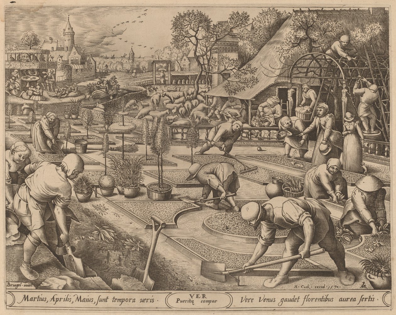 Frühling von Pieter van der Heyden after Pieter Bruegel the Elder