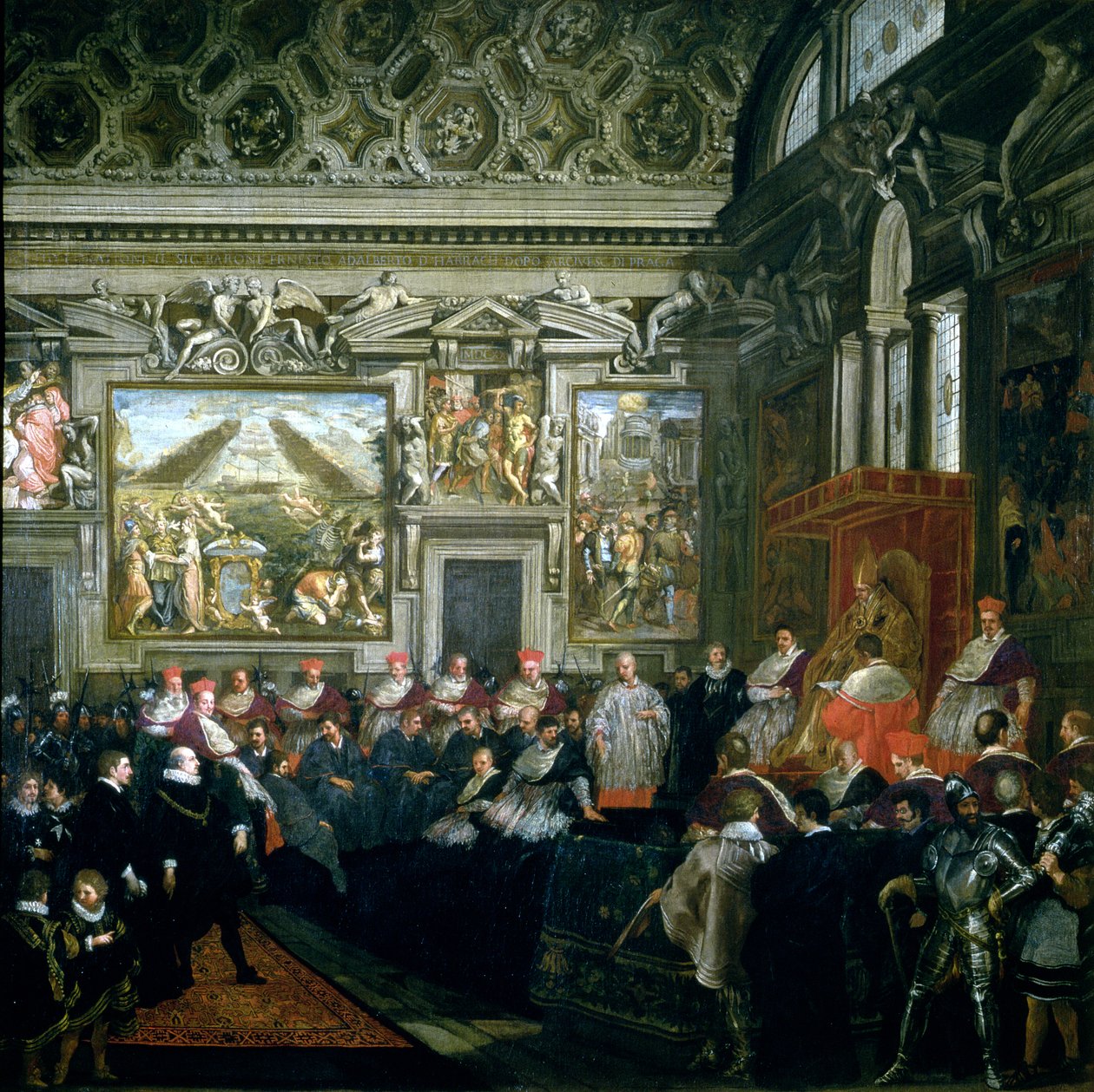 Papst Paul V. (1522-1621) mit einer Audienz, 1620 von Pietro da Cortona