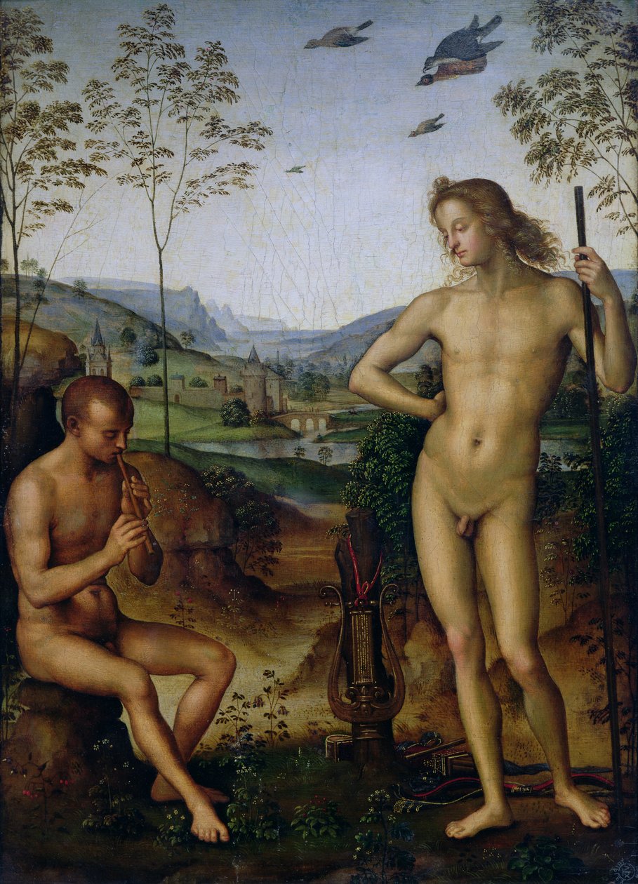 Apollo und der Hirte Daphnis, um 1490-1500 von Pietro Perugino