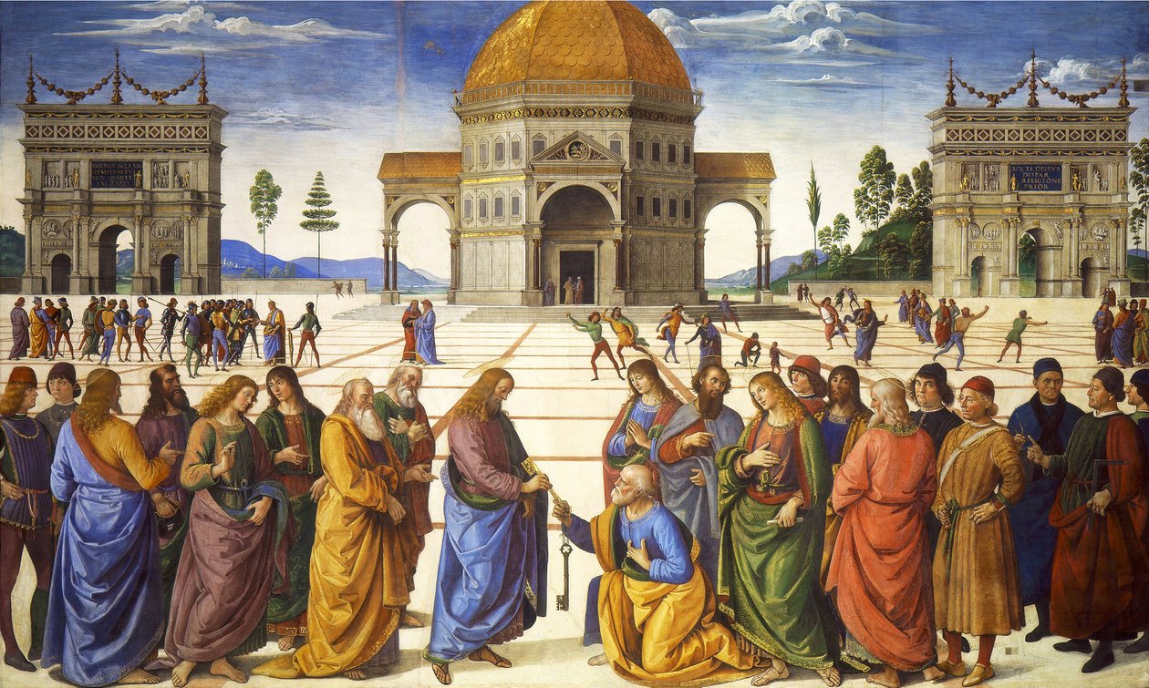 Übergabe der Schlüssel an St. Peter, aus der Sixtinischen Kapelle, 1481 von Pietro Perugino