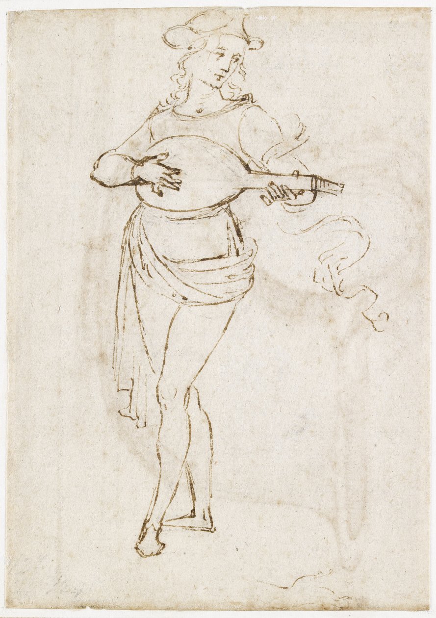 Recto: Ein Lautenspieler, WA1846.6 von Pietro Perugino