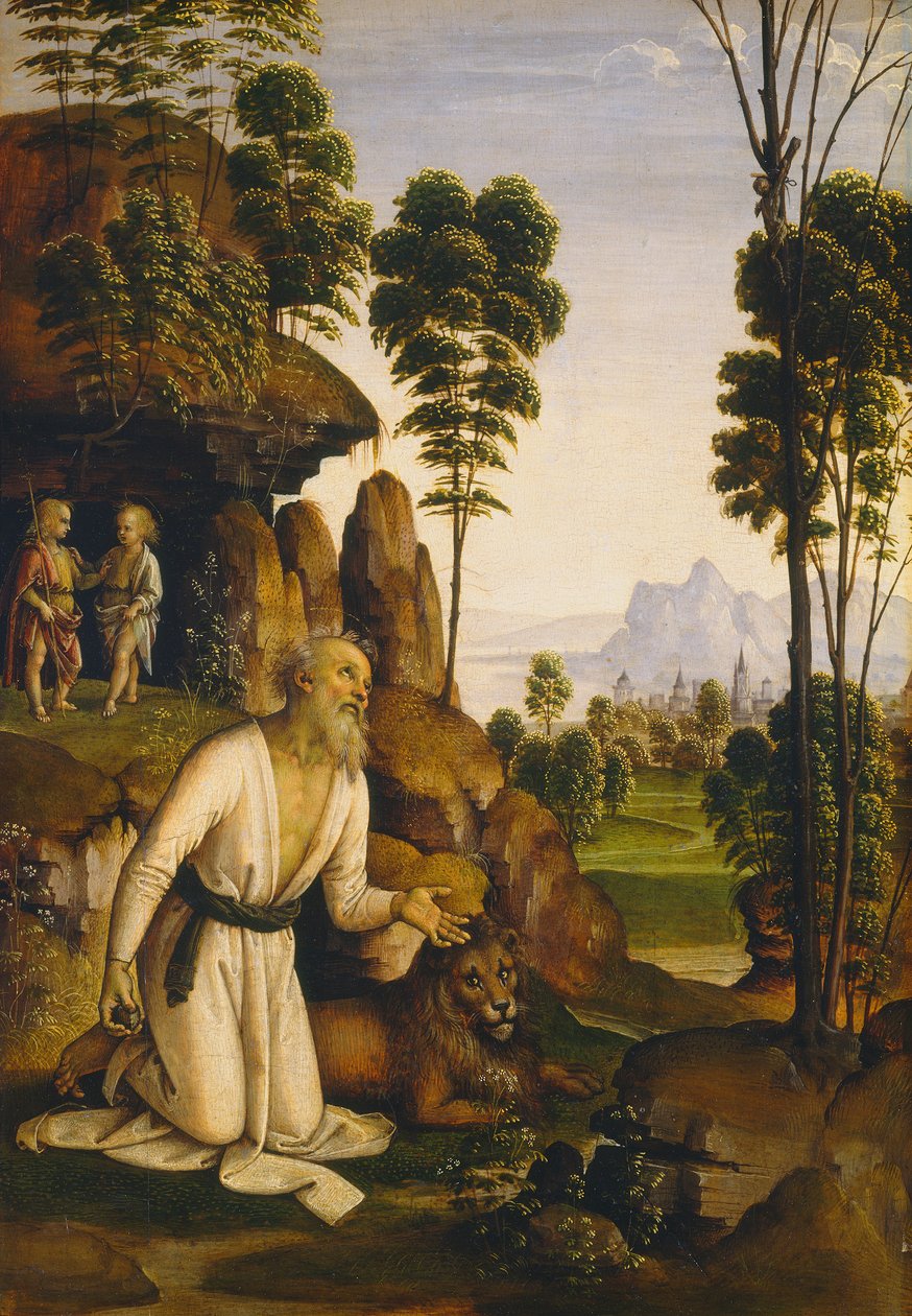 Der heilige Hieronymus in der Wildnis, um 1490-1500 von Pietro Perugino