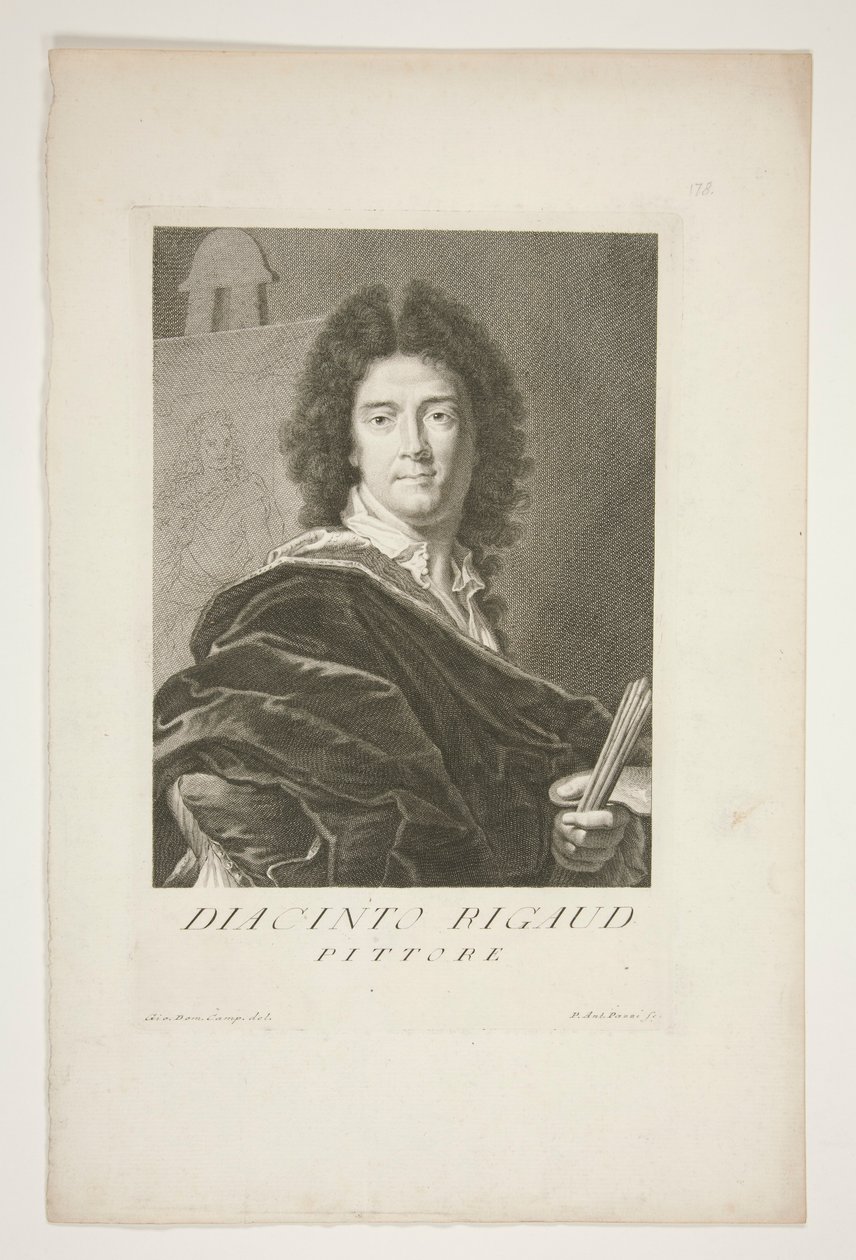 Porträt von Hyacinthe Rigaud von Pietro Antonio Pazzi