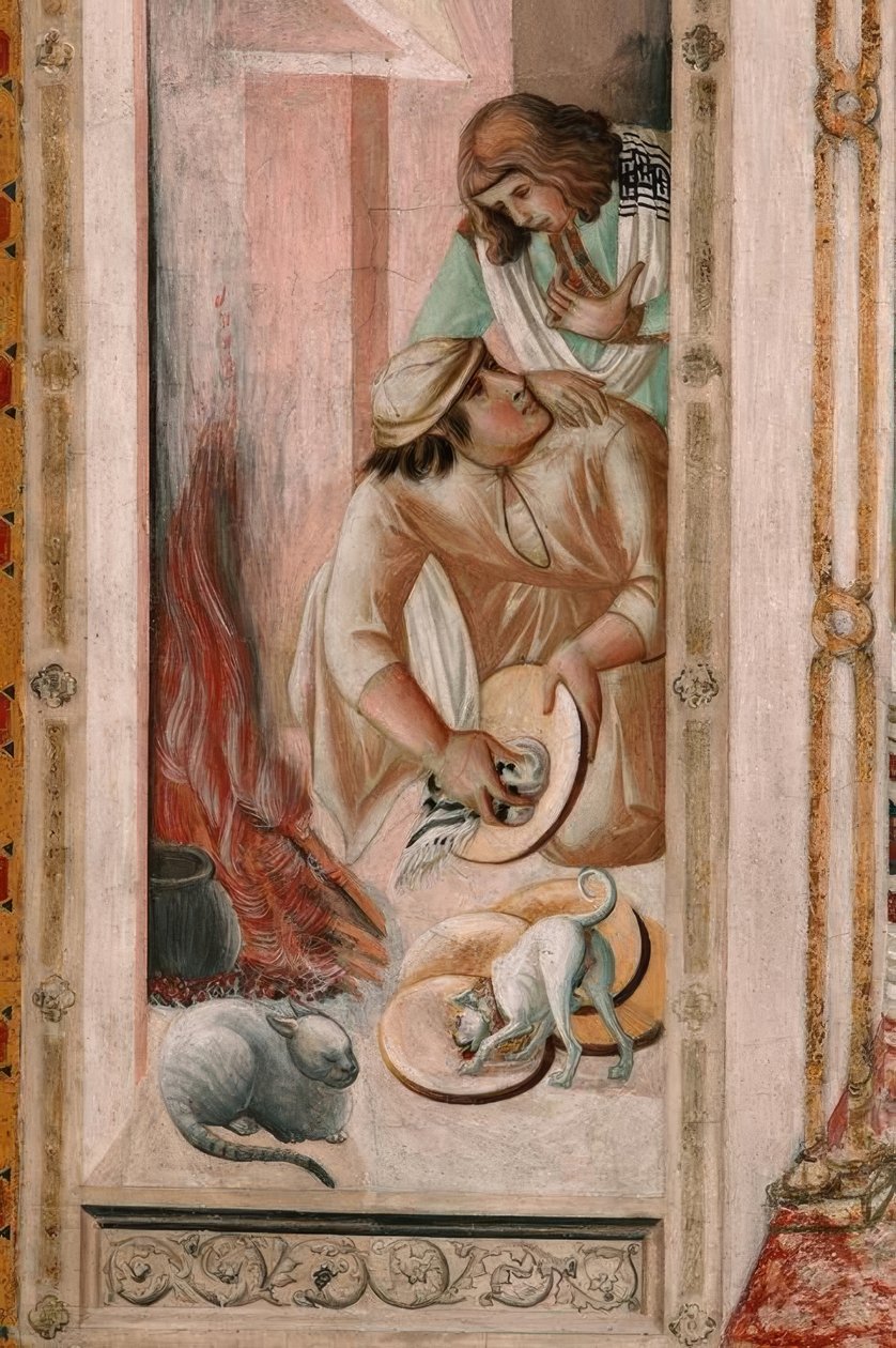 Abendmahl, Küche von Pietro Lorenzetti