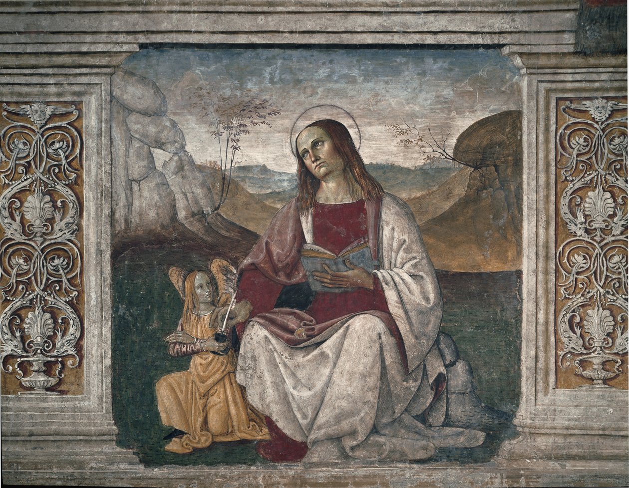 Heiliger Matthäus der Evangelist (Fresko) von Pietro Perugino