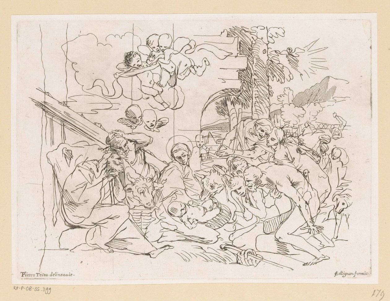 Anbetung durch die Hirten von Pietro Testa