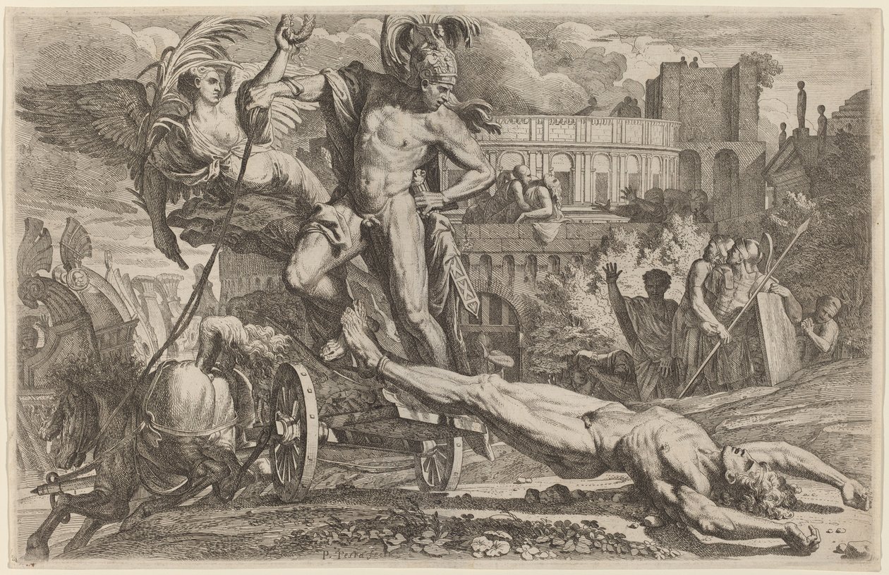 Achilles schleppt den Körper von Hector von Pietro Testa