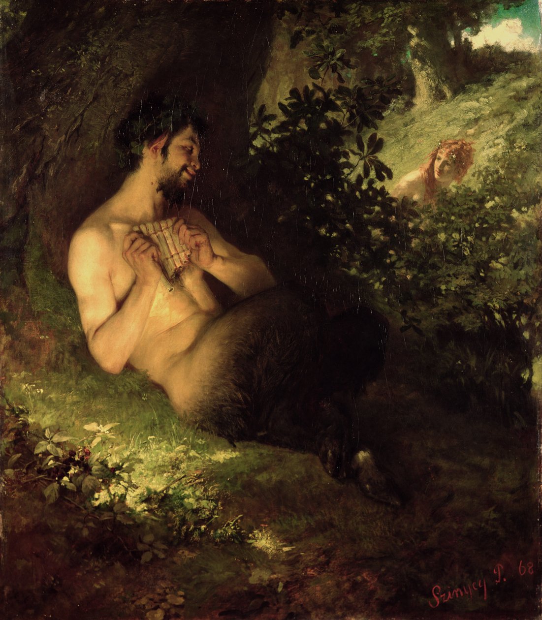 Faun und Nymphe, 1868 von Pál Szinyei Merse