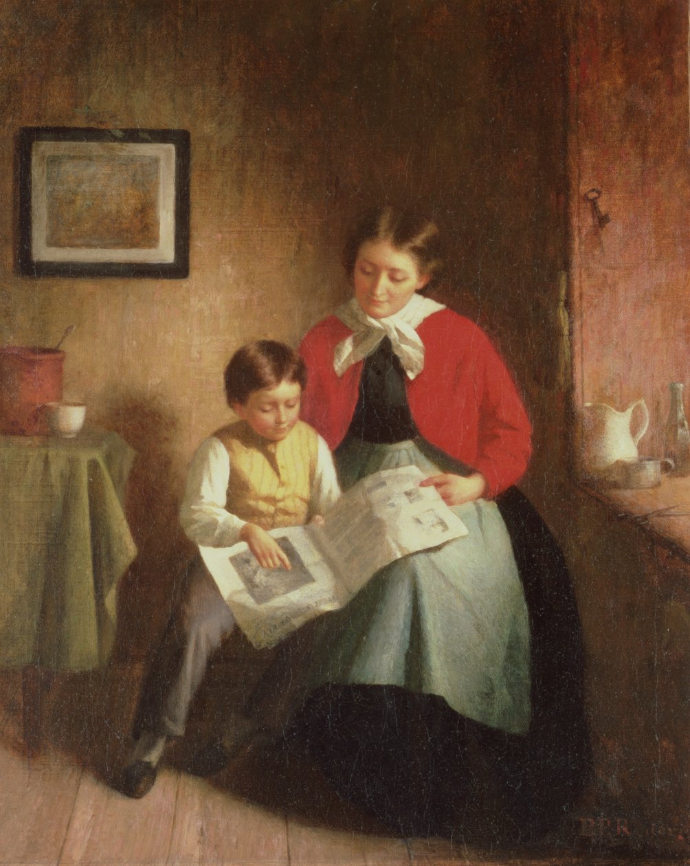 Mutter und Junge mit Bilderbuch, 1868 von Platt Powell Ryder