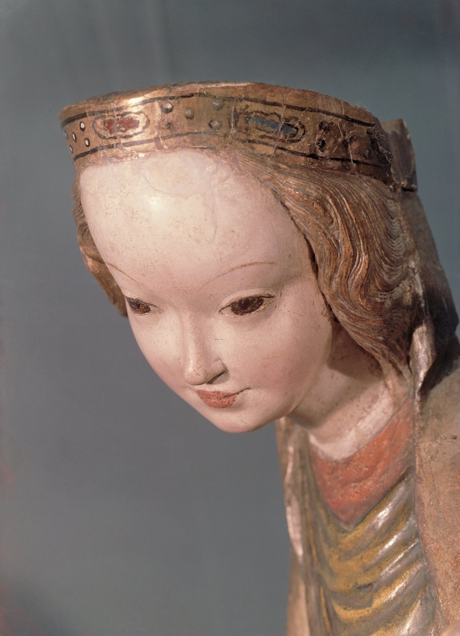 Jungfrau und Kind, Detail des Kopfes der Jungfrau, ca. 1400 von Polish School