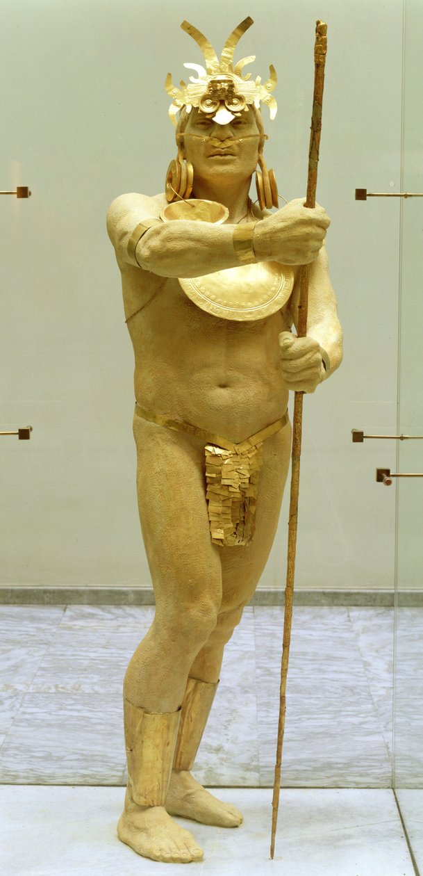 Krieger mit goldenen Ornamenten von Pre Columbian