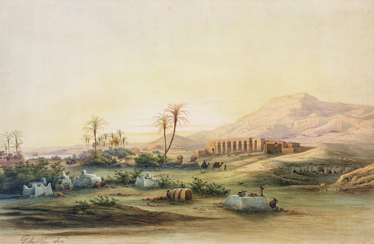 Tal des Nils mit den Ruinen des Tempels von Seti I., 1844 von Prosper Georges Antoine Marilhat